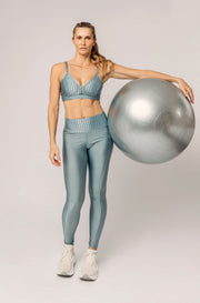 Calça Legging Fitness com Faixa Lateral Lago