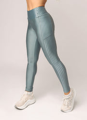Calça Legging Fitness com Faixa Lateral Lago